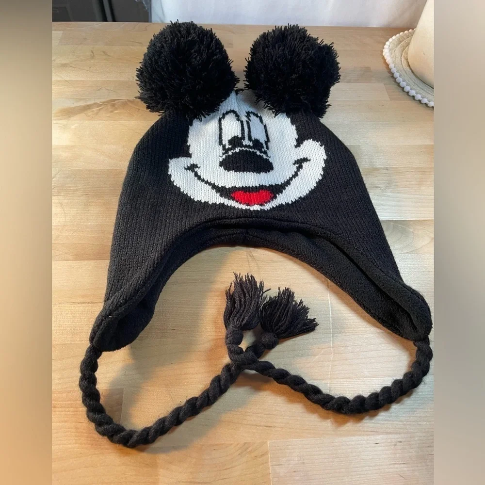 Disney Black Knit Hat with Character Design